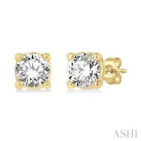 1/3 Ctw Round Cut Diamond Stud Earring in 14K Yellow Gold