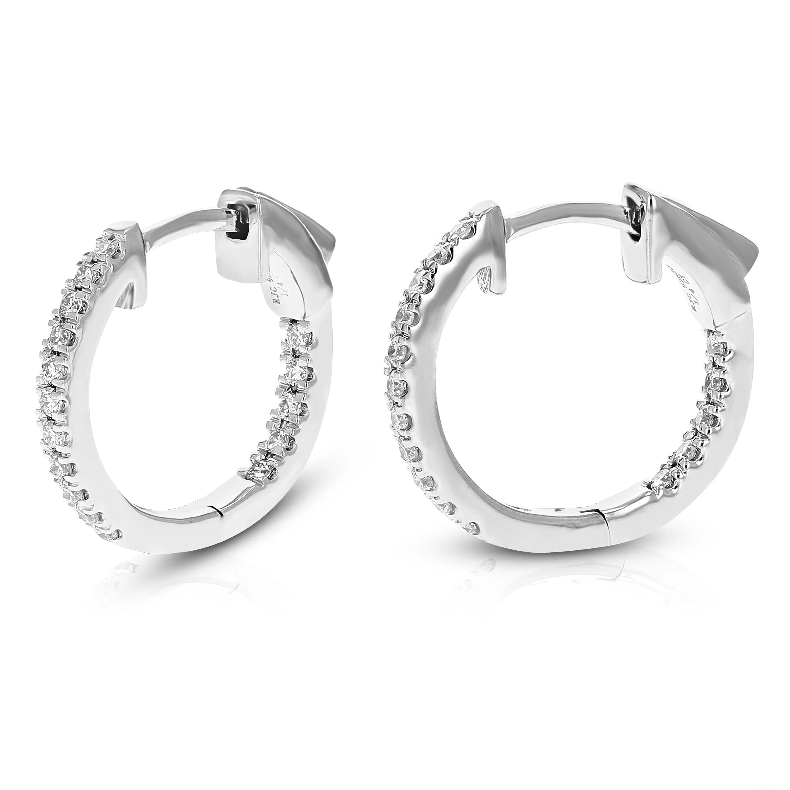 1/4 cttw Lab Created Diamond Hoop Earrings 925 Sterling Silver Prong 1/2 Inch