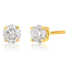 14ct Yellow Gold Diamond Stud Earrings with Approximately 0.50 Carat of Diamonds