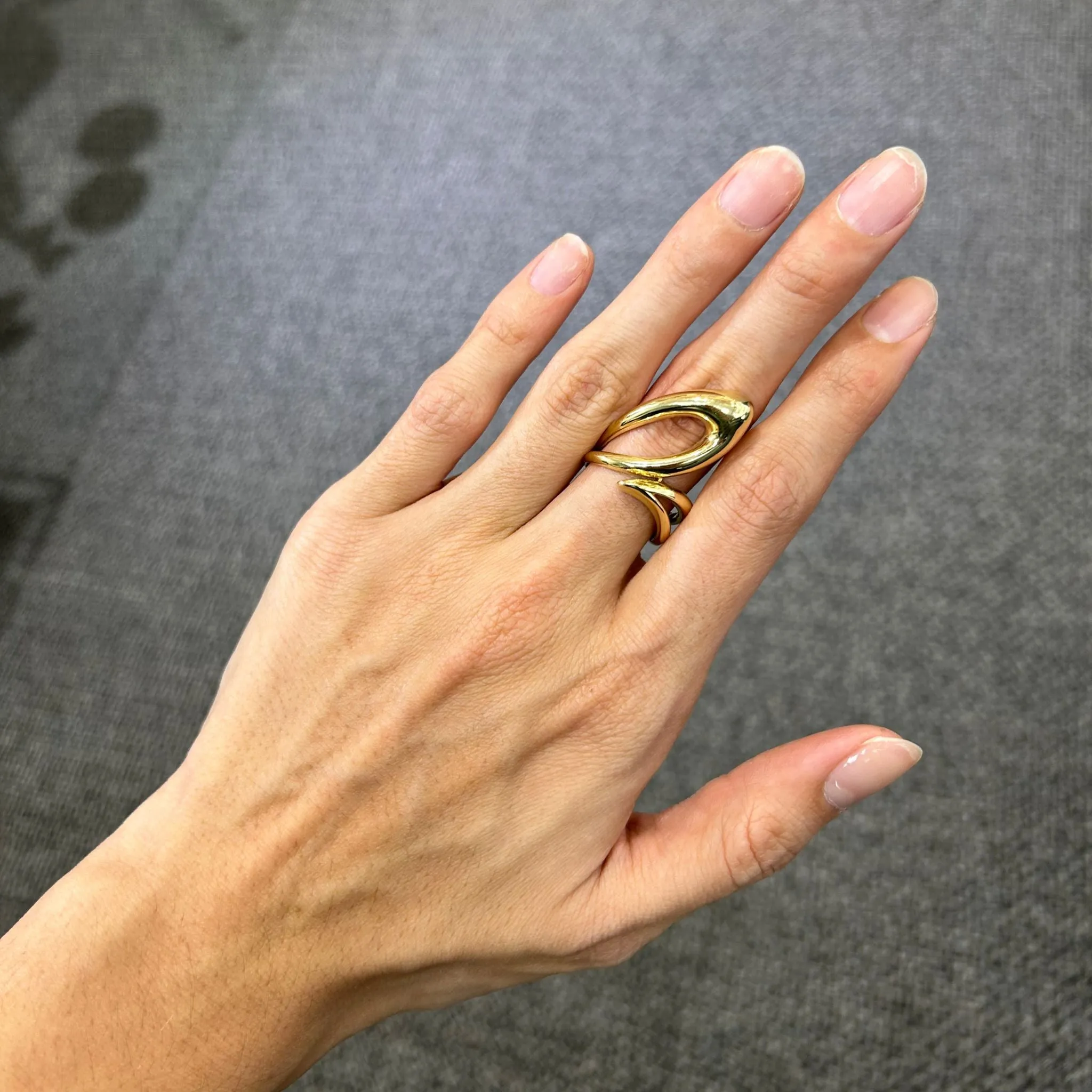 14K Gold Statement Grooved Ring