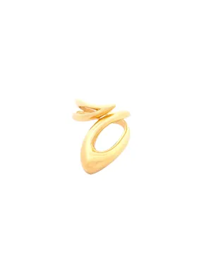 14K Gold Statement Grooved Ring