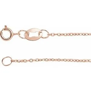 14K Rose 1 mm Diamond-Cut Cable 16" Chain