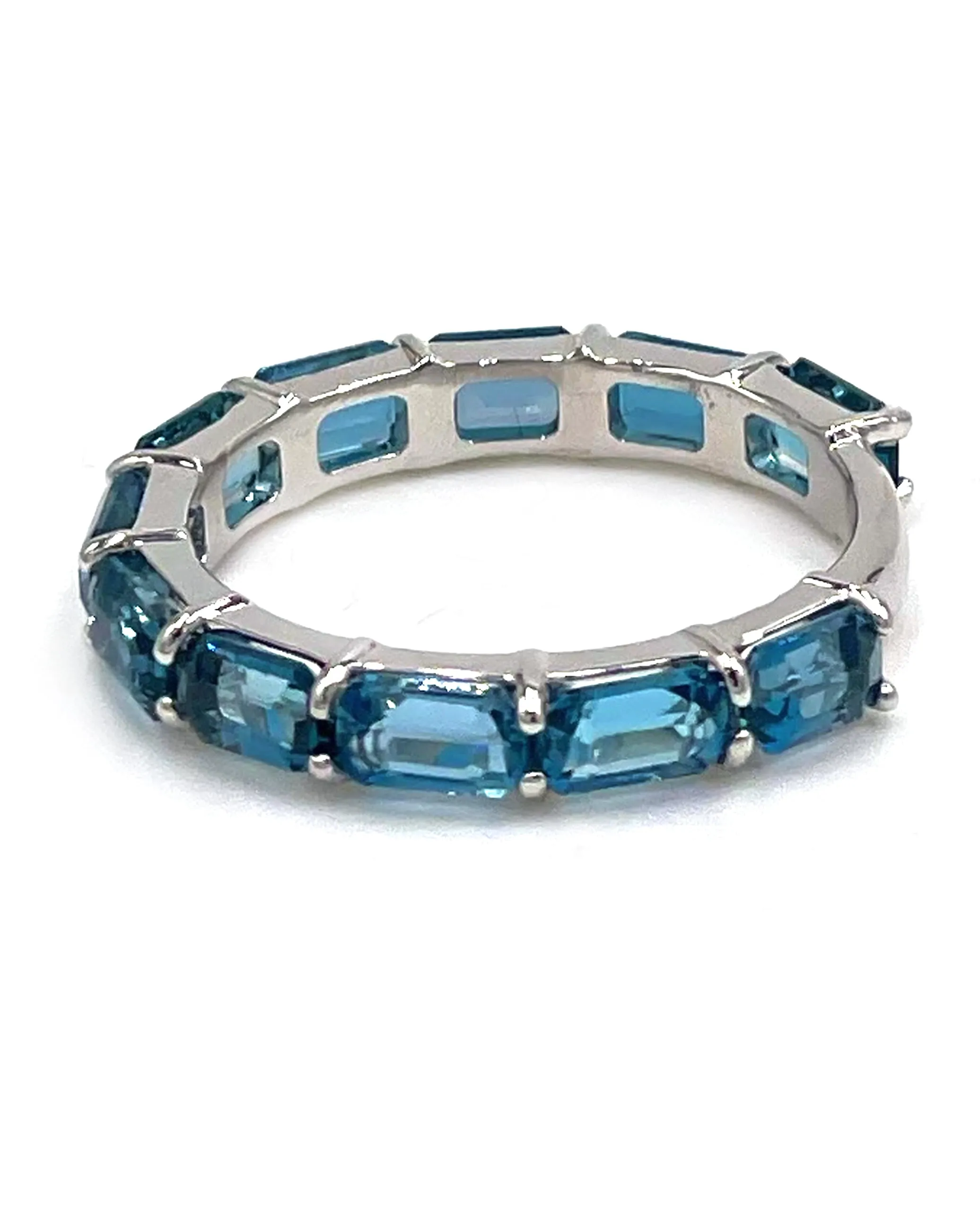 14K White Gold Stackable London Blue Topaz Ring