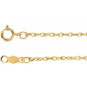 14K Yellow 1.25 mm Rope 18" Chain