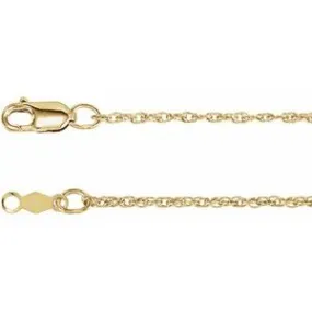 14K Yellow 1.25 mm Rope 18" Chain