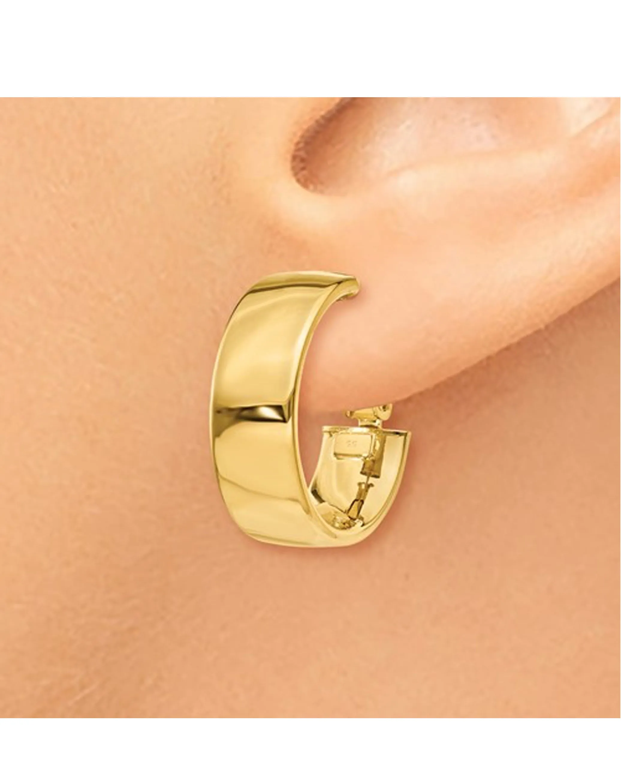 14K Yellow Gold 6.75mm Wide Hoop Earrings