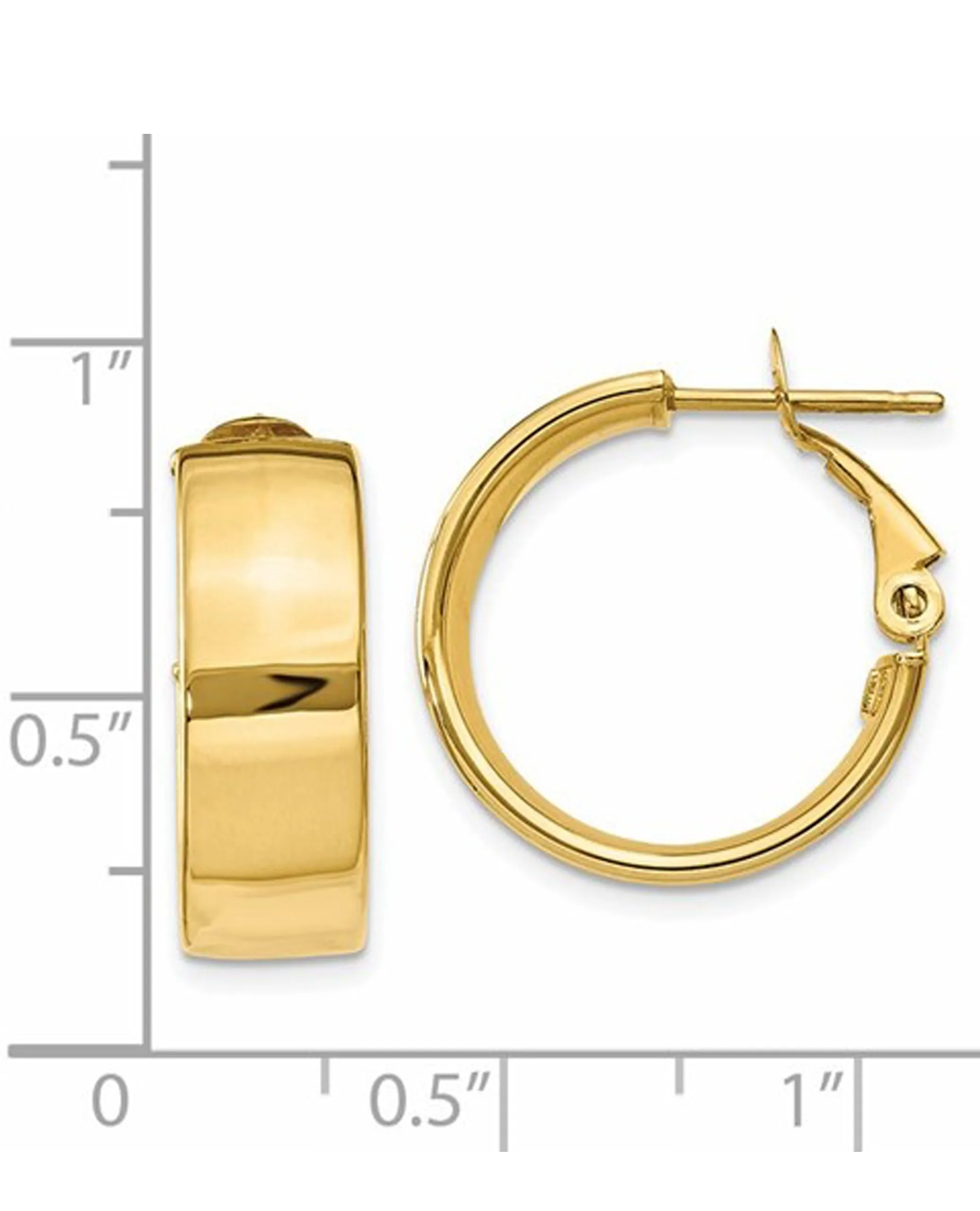 14K Yellow Gold 6.75mm Wide Hoop Earrings