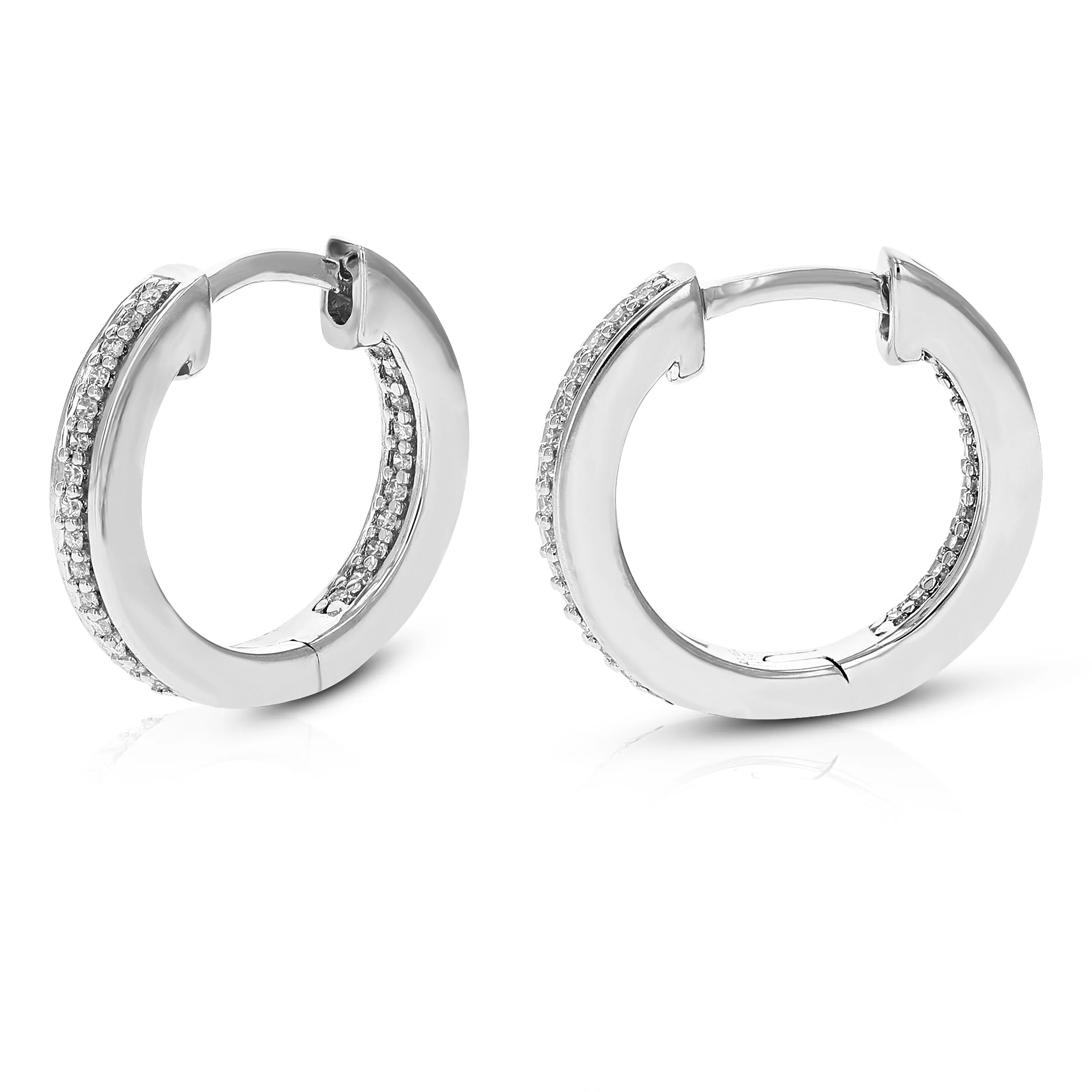 1/6 cttw Hoop Earrings Round Lab Grown Diamond in .925 Sterling Silver Prong Set