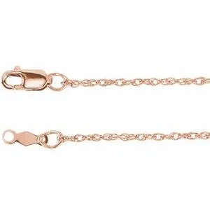 18K Rose 1.25 mm Rope 18" Chain