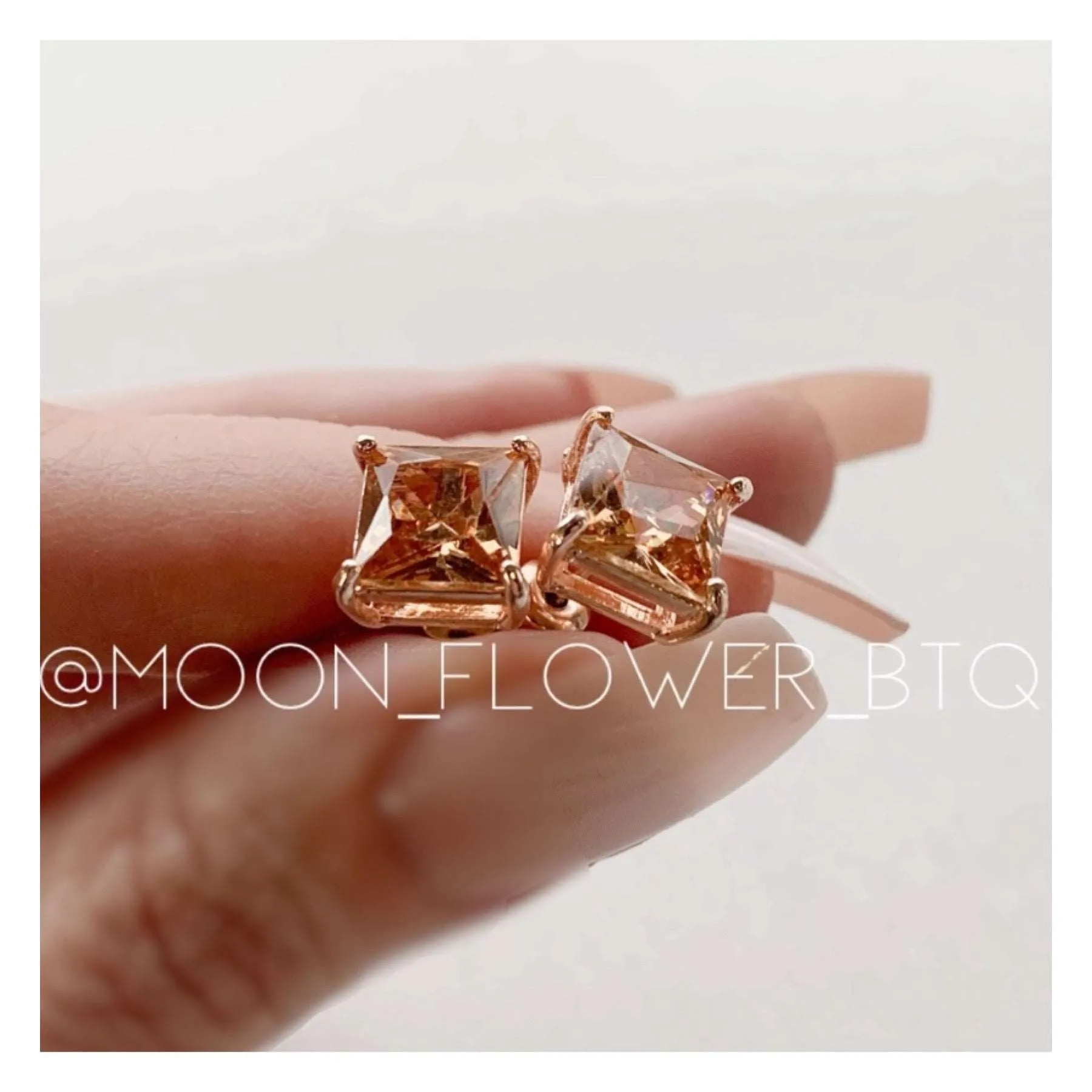 18k Rose Square CZ Stud Earrings