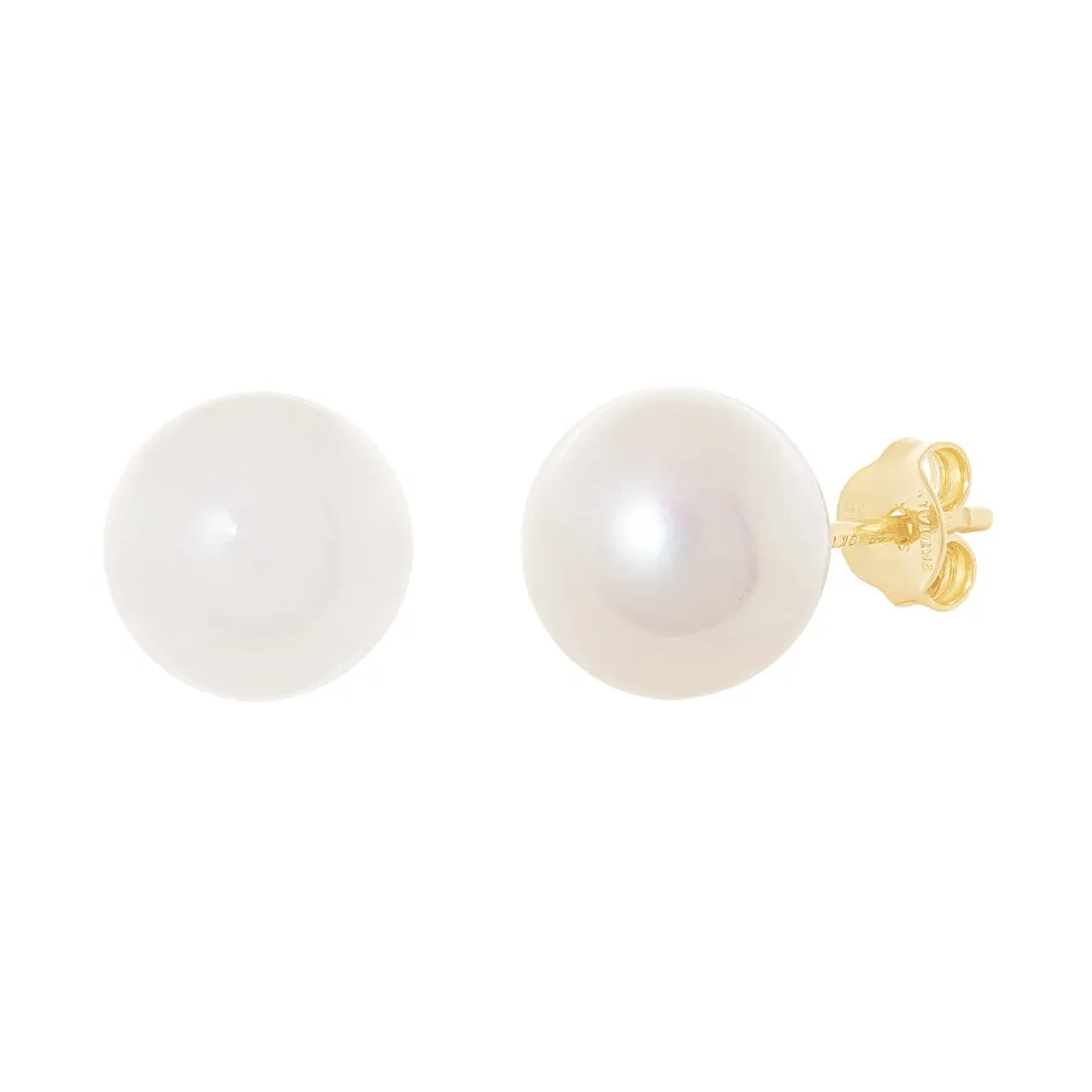 9ct Yellow Gold Silver Infused Pearl Stud Earring