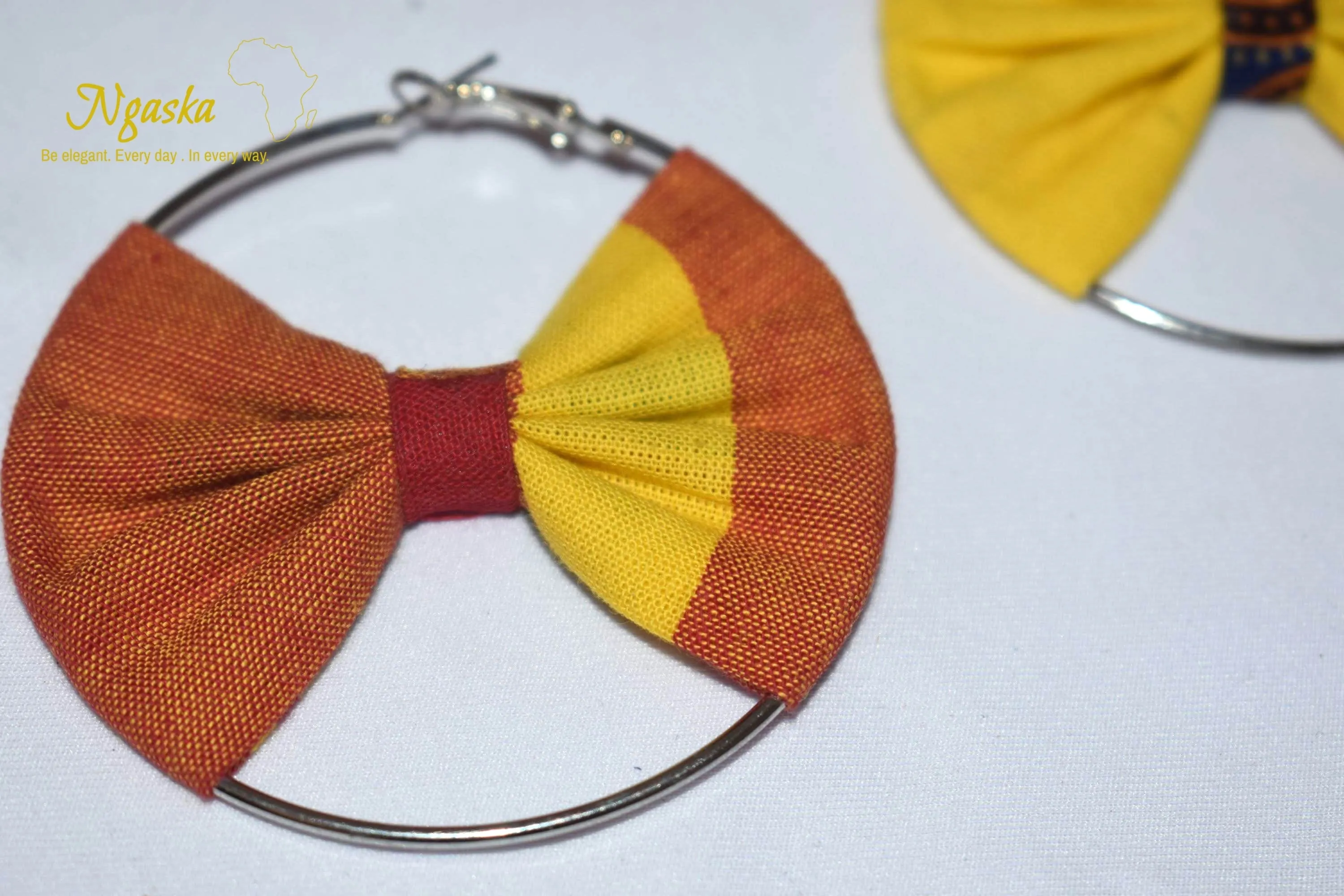 African Print Creole Hoop Earrings, Madras Style - ER16