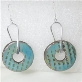 Aqua Artisan Handmade Dangle Earrings Raku Glaze