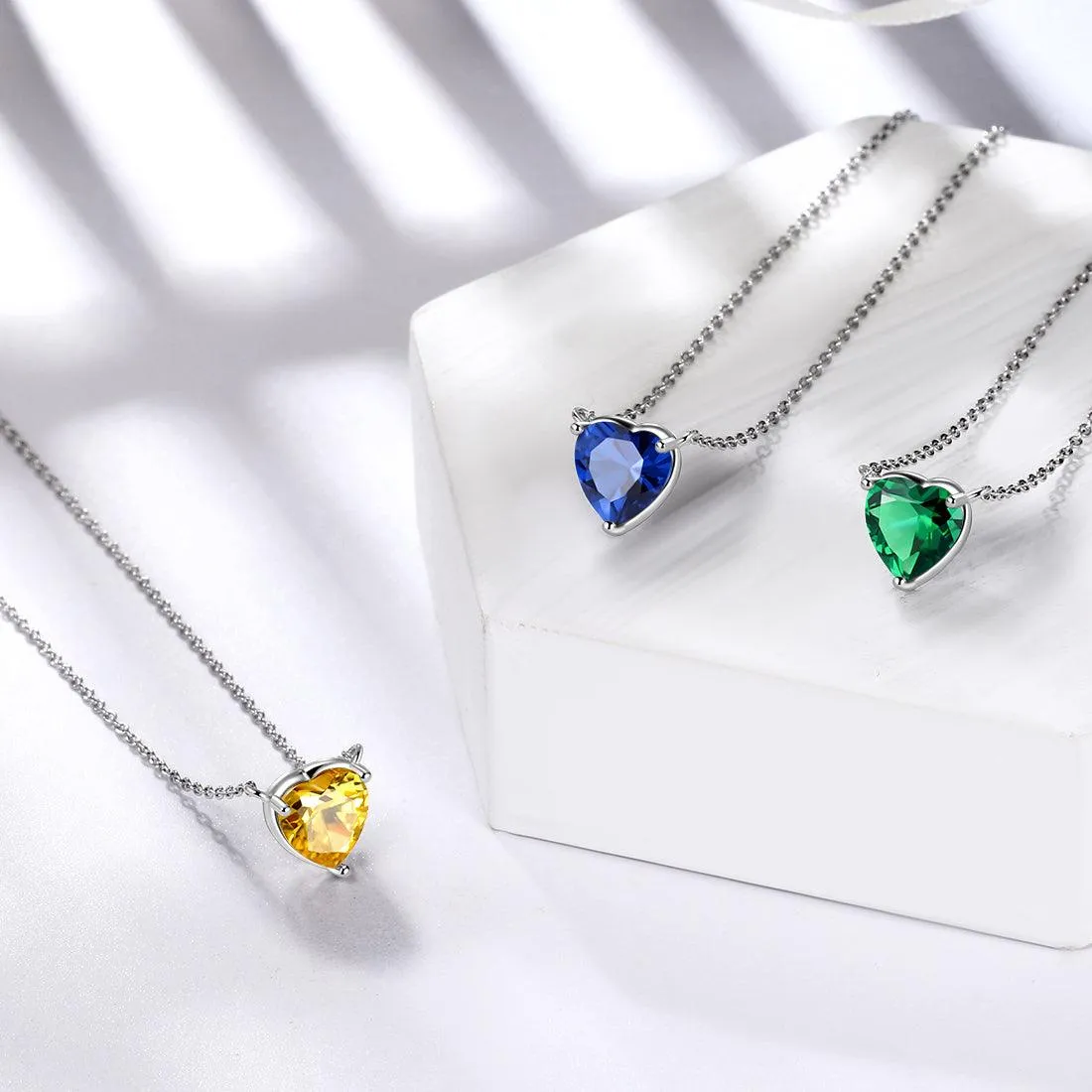 Birthstone Pendant Hearts Necklaces Birthstone Women Girls Jewelry Birthday Gift