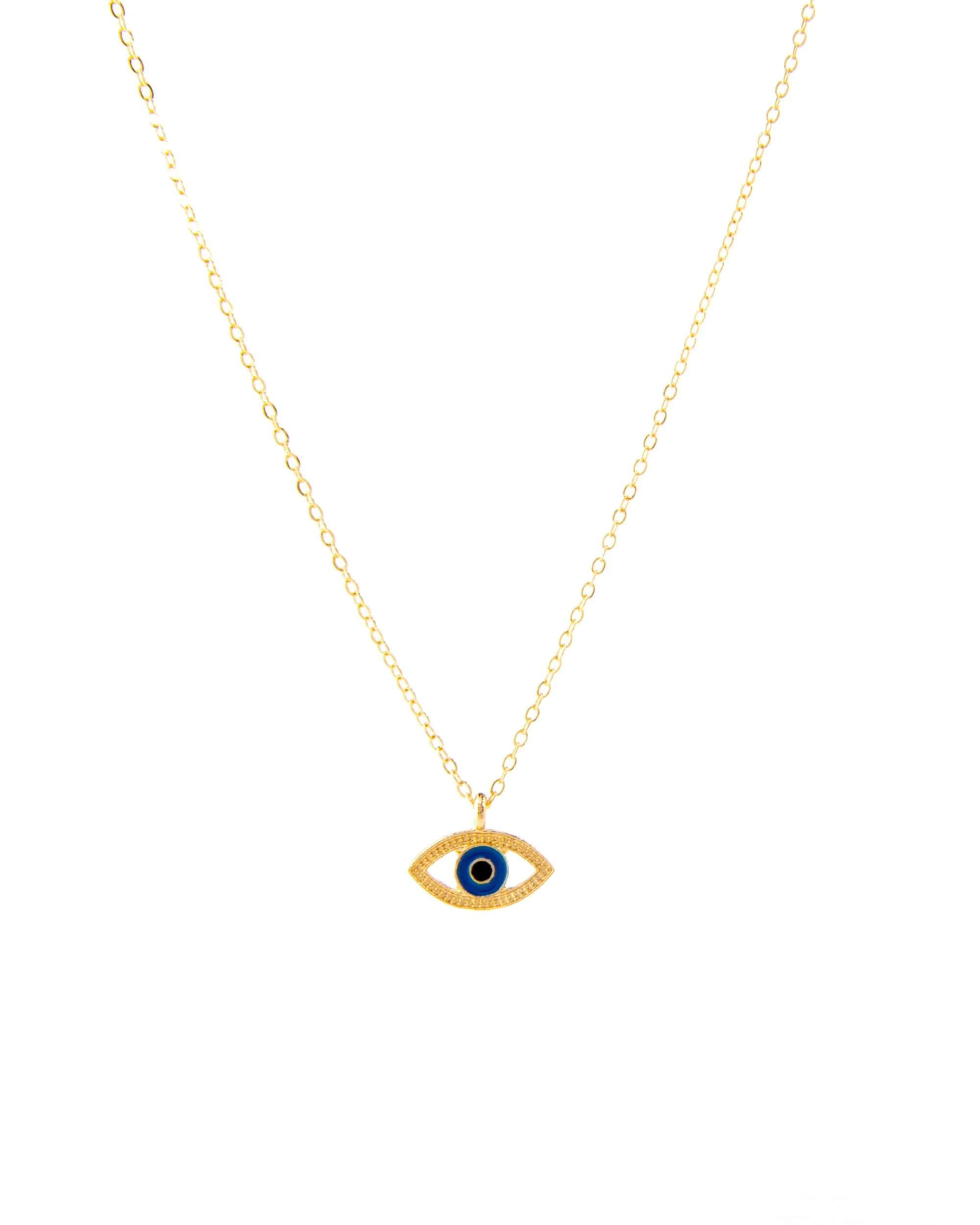 BLACK CENTERED BLUE LAYERED EVIL EYE PENDANT NECKLACE 2435 - قلادة