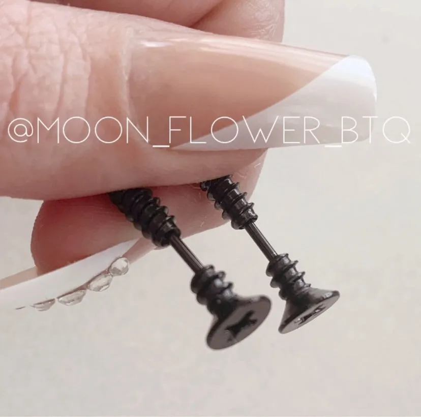 Black Screw Earrings