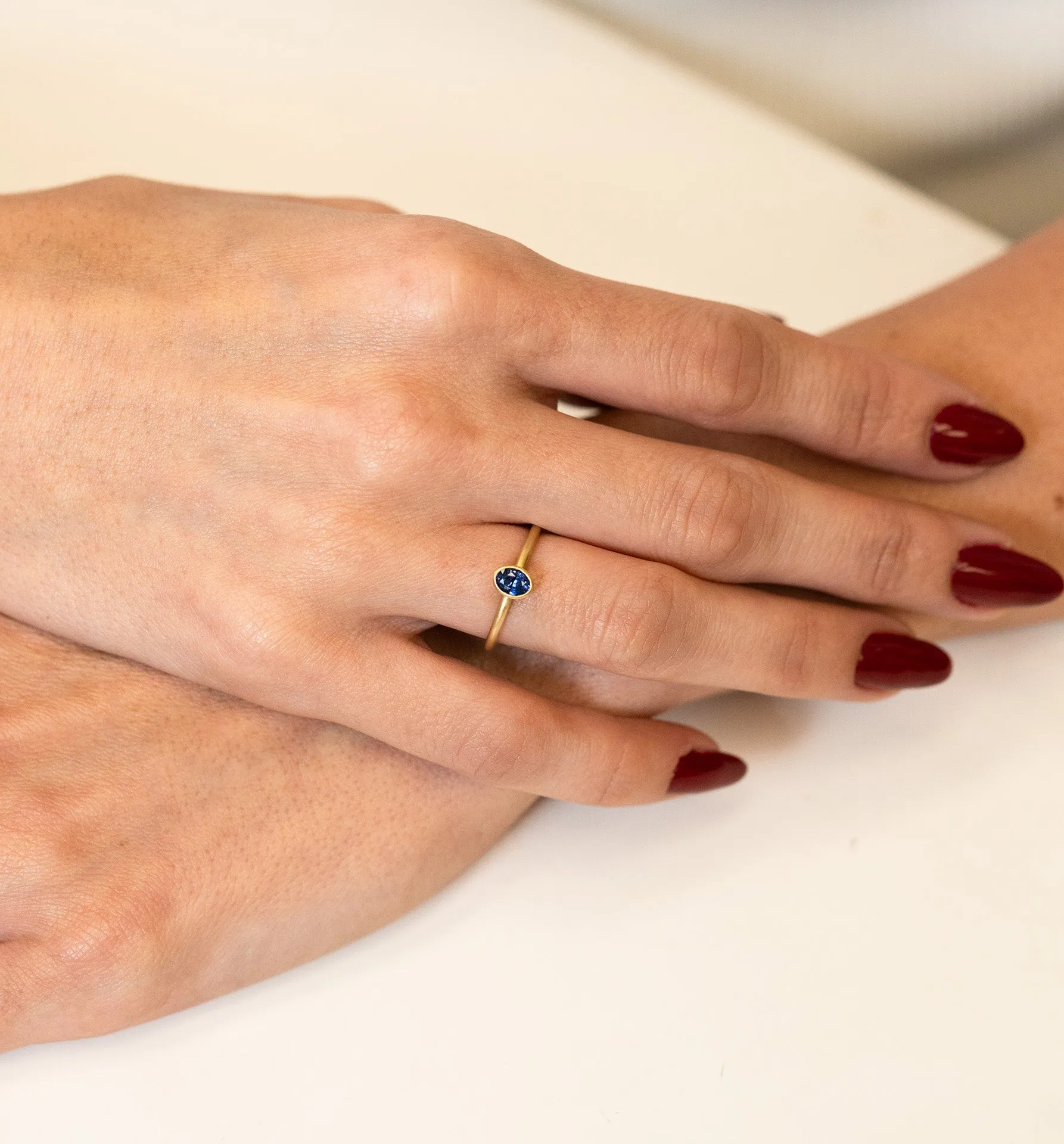 Blue Sapphire Bezel-Set Ring by Kimberly Collins