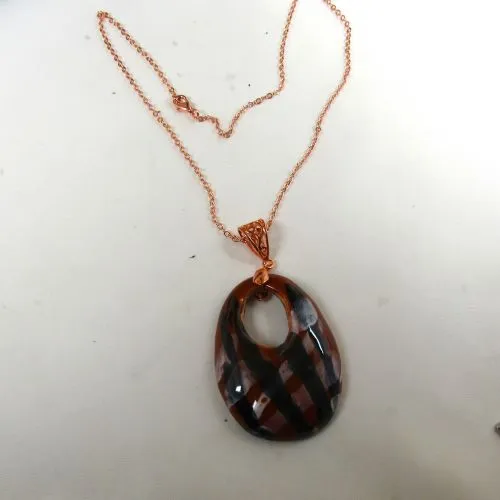 Brown & Rust Fair Trade Oval Pendant Necklace