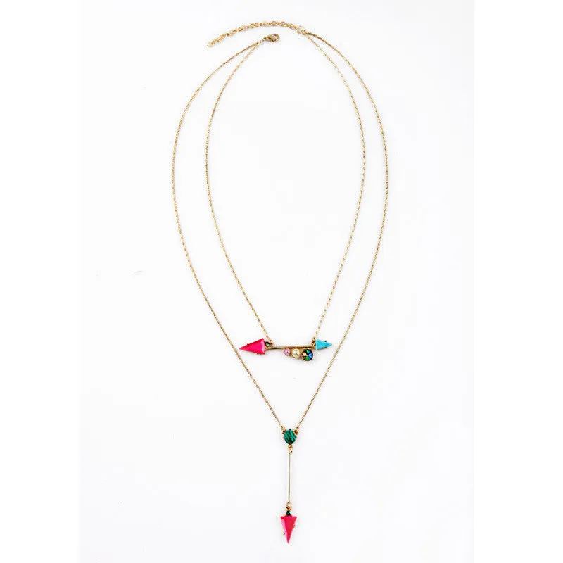 Casual Sporty Fashion All Match Simple Long Retro Two Layer Arrows Pendant Necklace