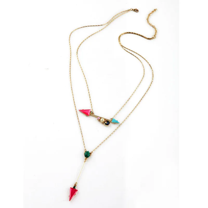 Casual Sporty Fashion All Match Simple Long Retro Two Layer Arrows Pendant Necklace