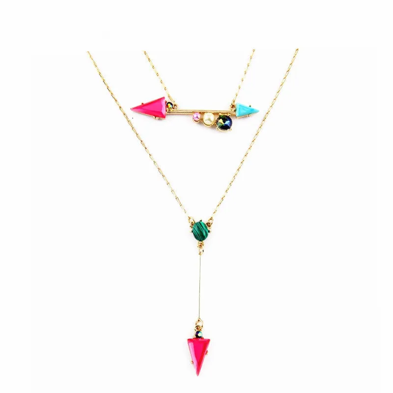 Casual Sporty Fashion All Match Simple Long Retro Two Layer Arrows Pendant Necklace