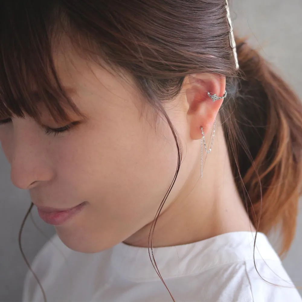 Chain Threader Flower Cuff Earring