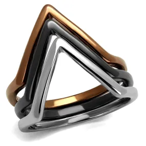 CJE2649 Wholesale Women's Stainless Steel Three Tone Triangle Stackable Ring Set