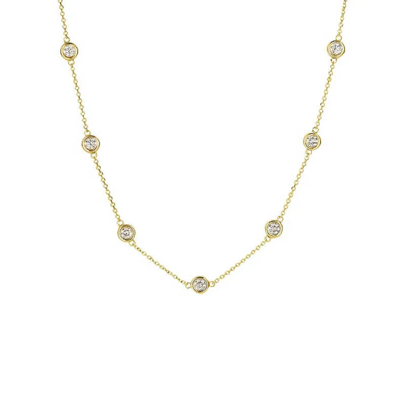 Classic Bezel Station Diamond Necklace 1/2ct