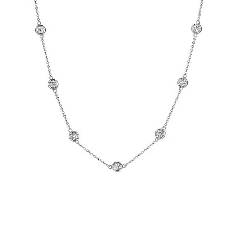 Classic Bezel Station Diamond Necklace 1/2ct