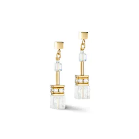 Coeur De Lion GeoCUBE® Iconic Nature Gold and White Earrings