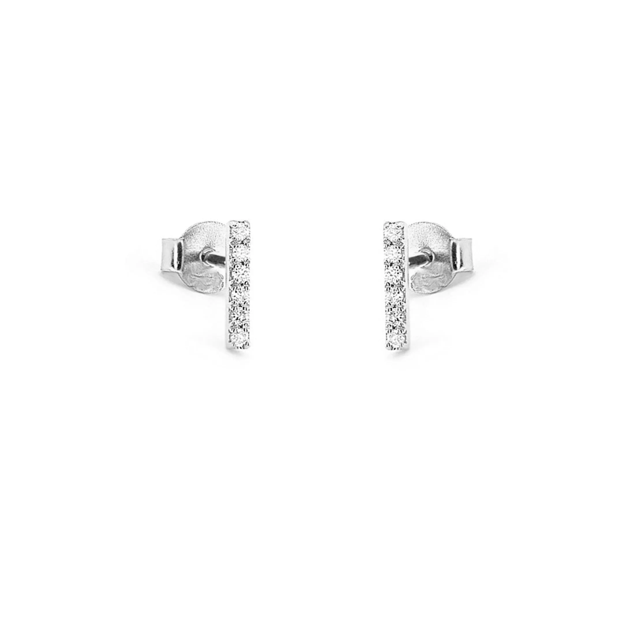 CZ Diamond Bar Stud Earrings