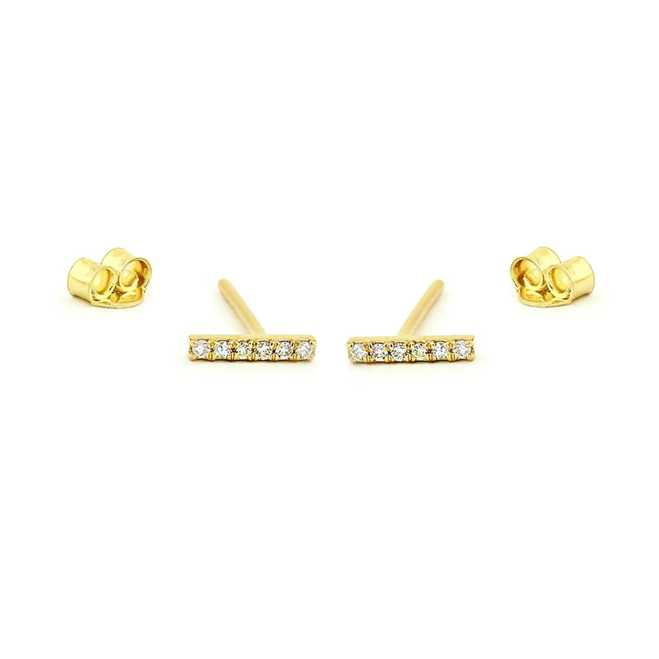 CZ Diamond Bar Stud Earrings