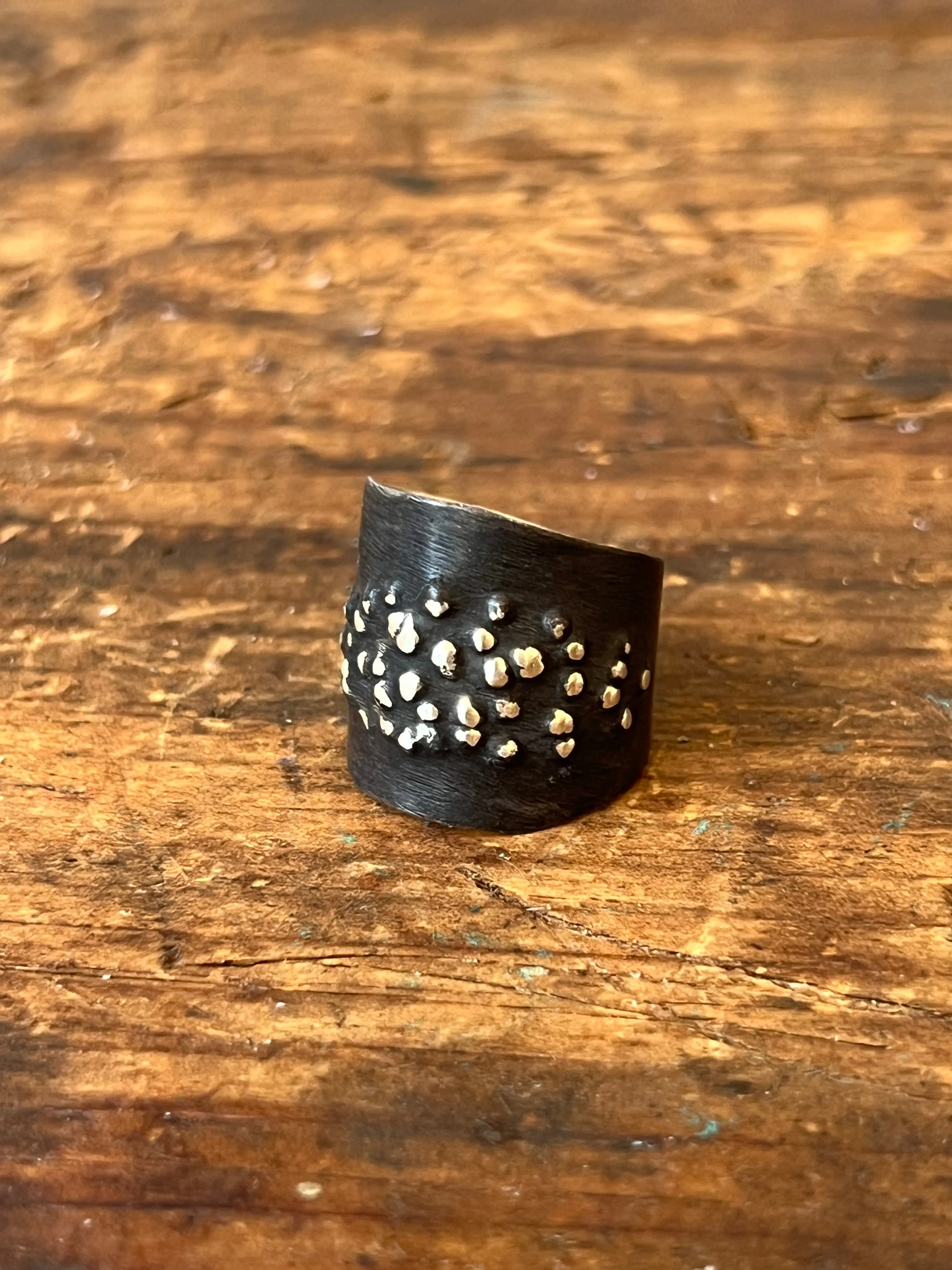 Dennis Higgins Limited Small Textured Black and Silver Ring