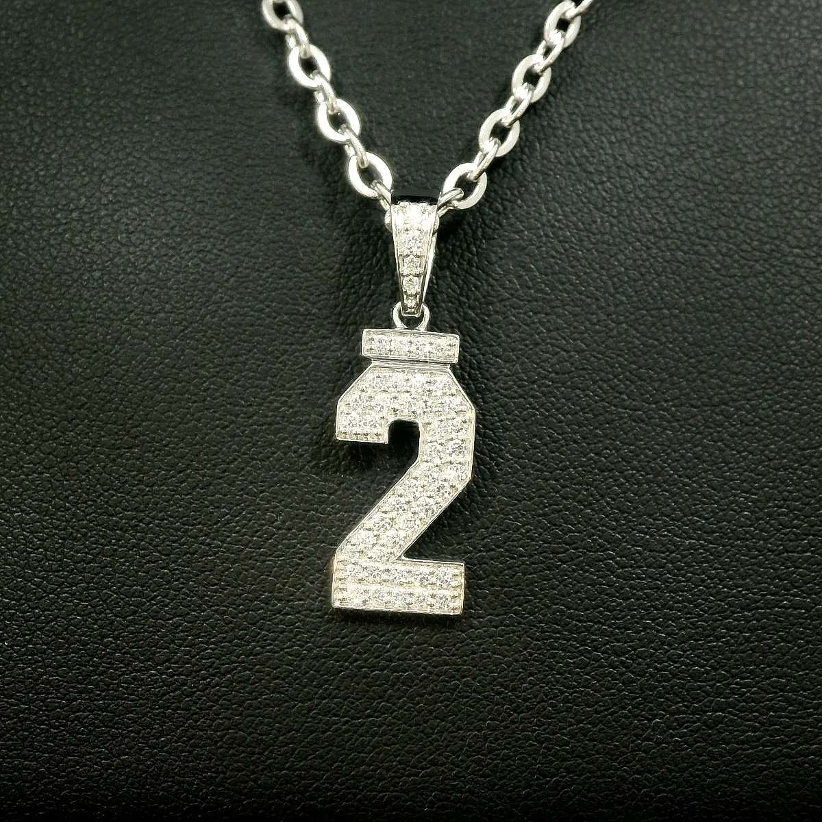 Diamond Studded Jersey Number Necklace | Silver | Ready To Ship