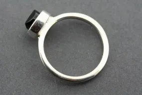 faceted obsidian stackable ring