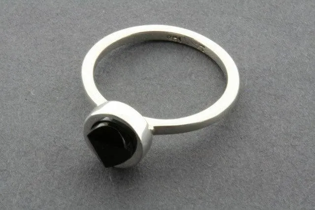 faceted obsidian stackable ring