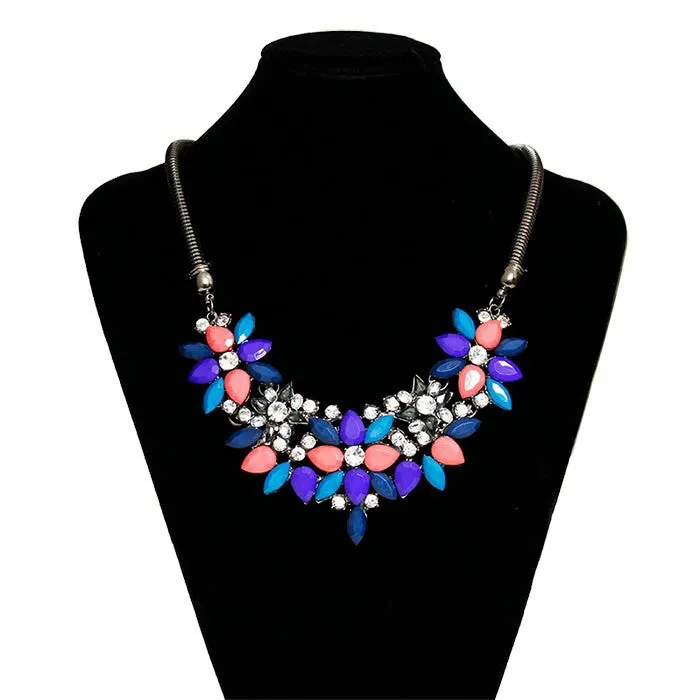 Fashion Necklaces For Women Fabric Acrylic Resin Flower Necklace Collar Statement Necklace Pendant