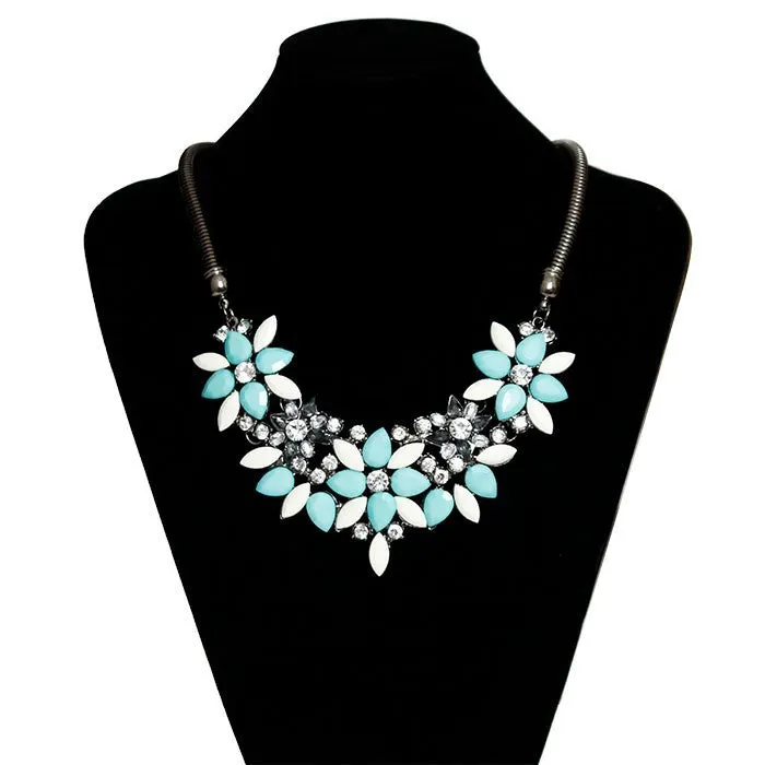 Fashion Necklaces For Women Fabric Acrylic Resin Flower Necklace Collar Statement Necklace Pendant