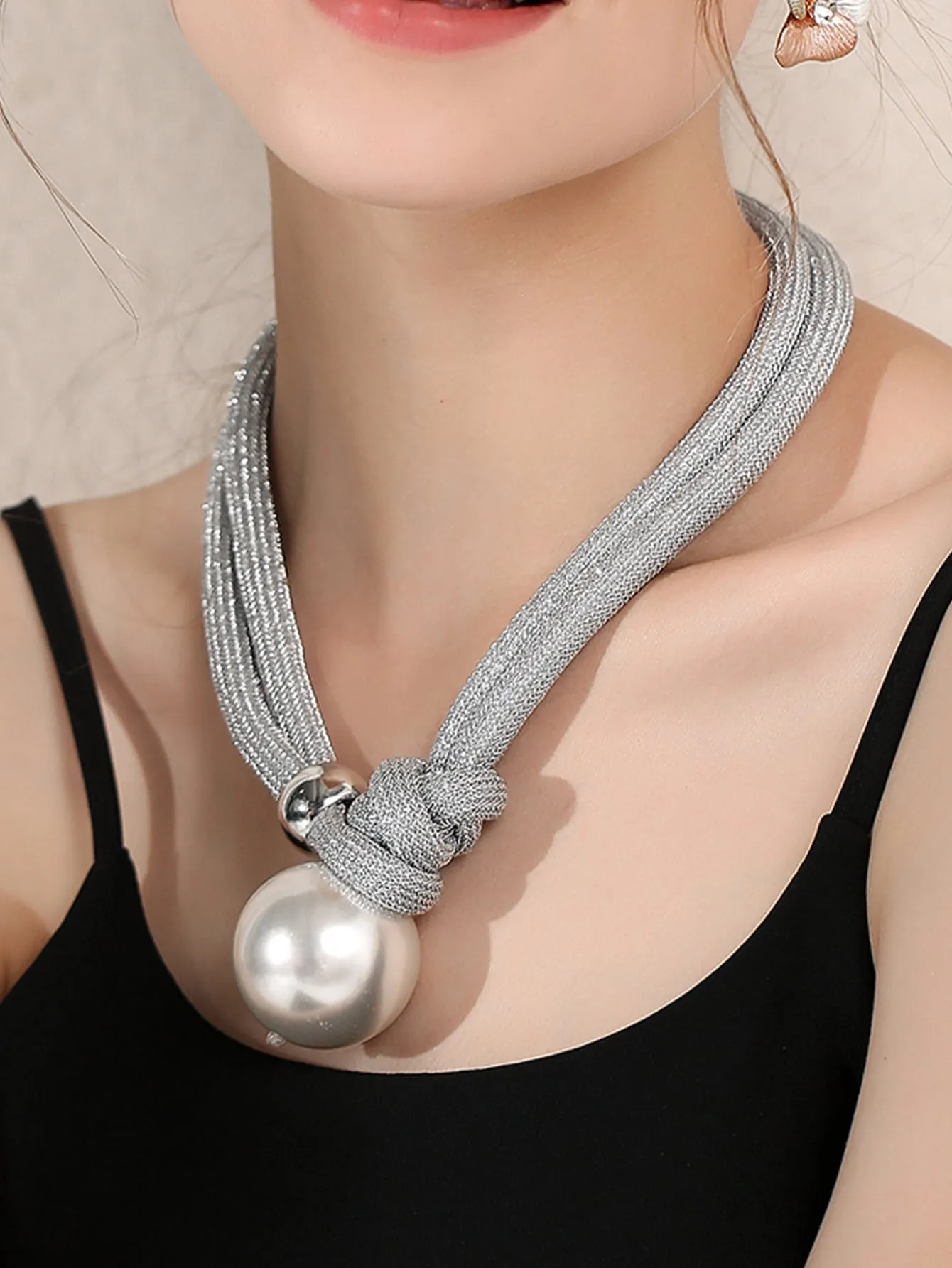 Faux Pearl Decor Necklace Large Jewelry for Women Novelty Necklace Creative