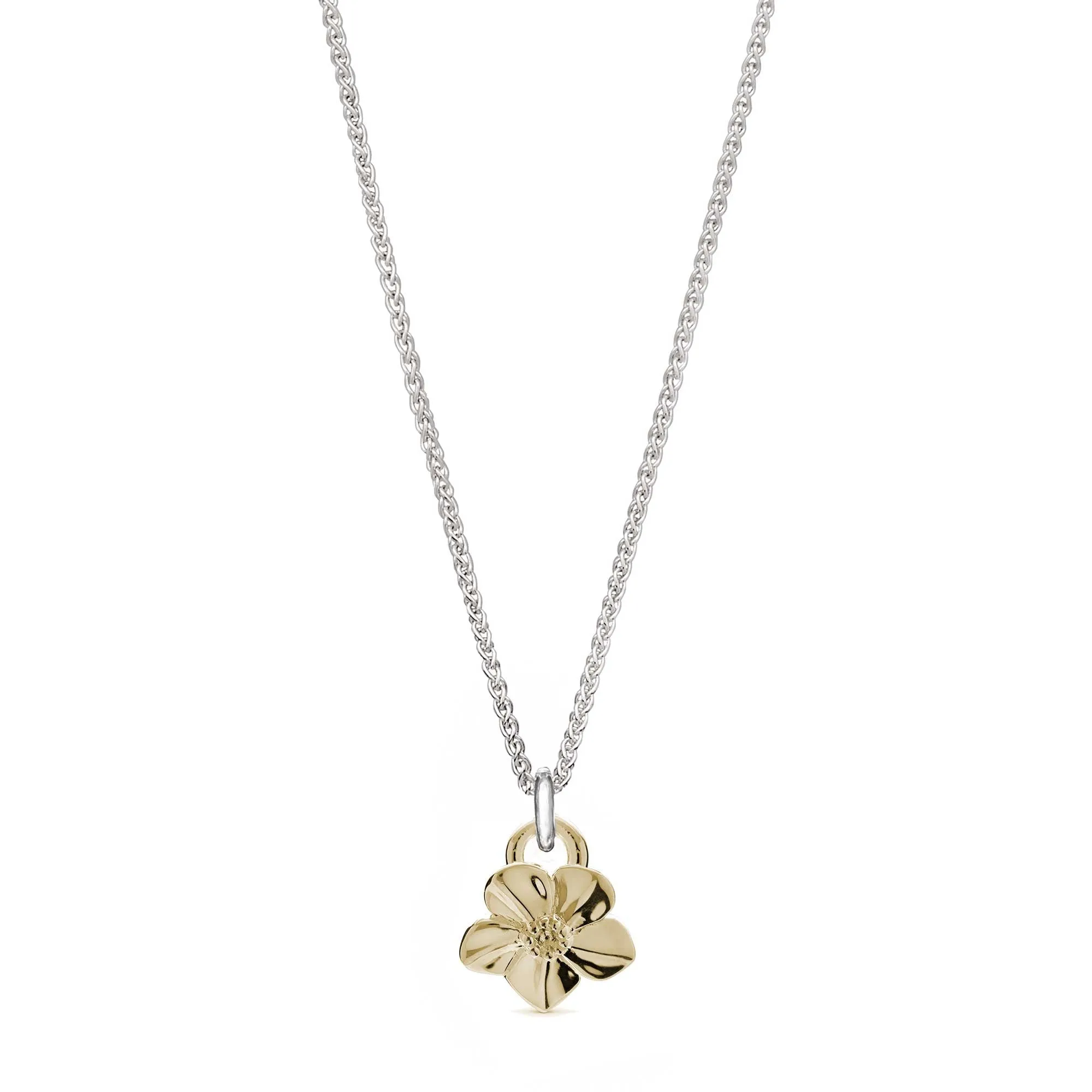 Forget-Me-Not Solid Gold & Silver Necklace