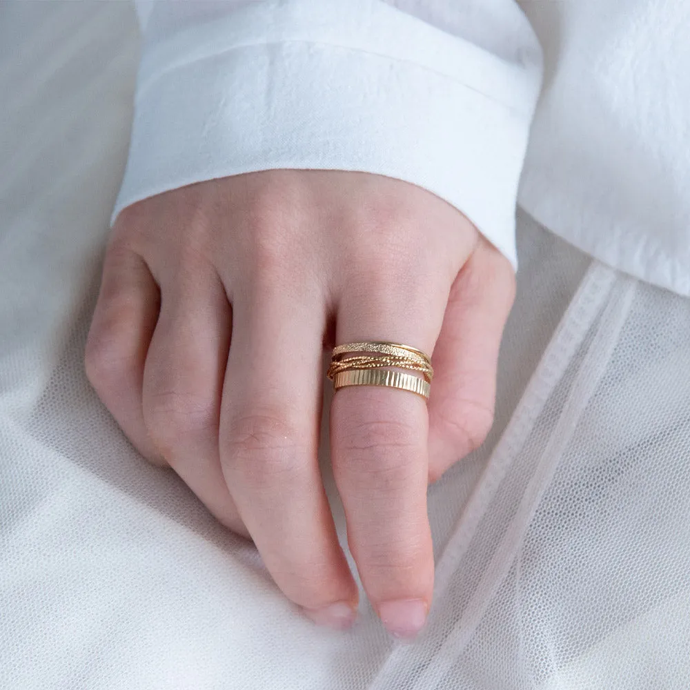 Gold Tone Cuff Ring Stack Pack