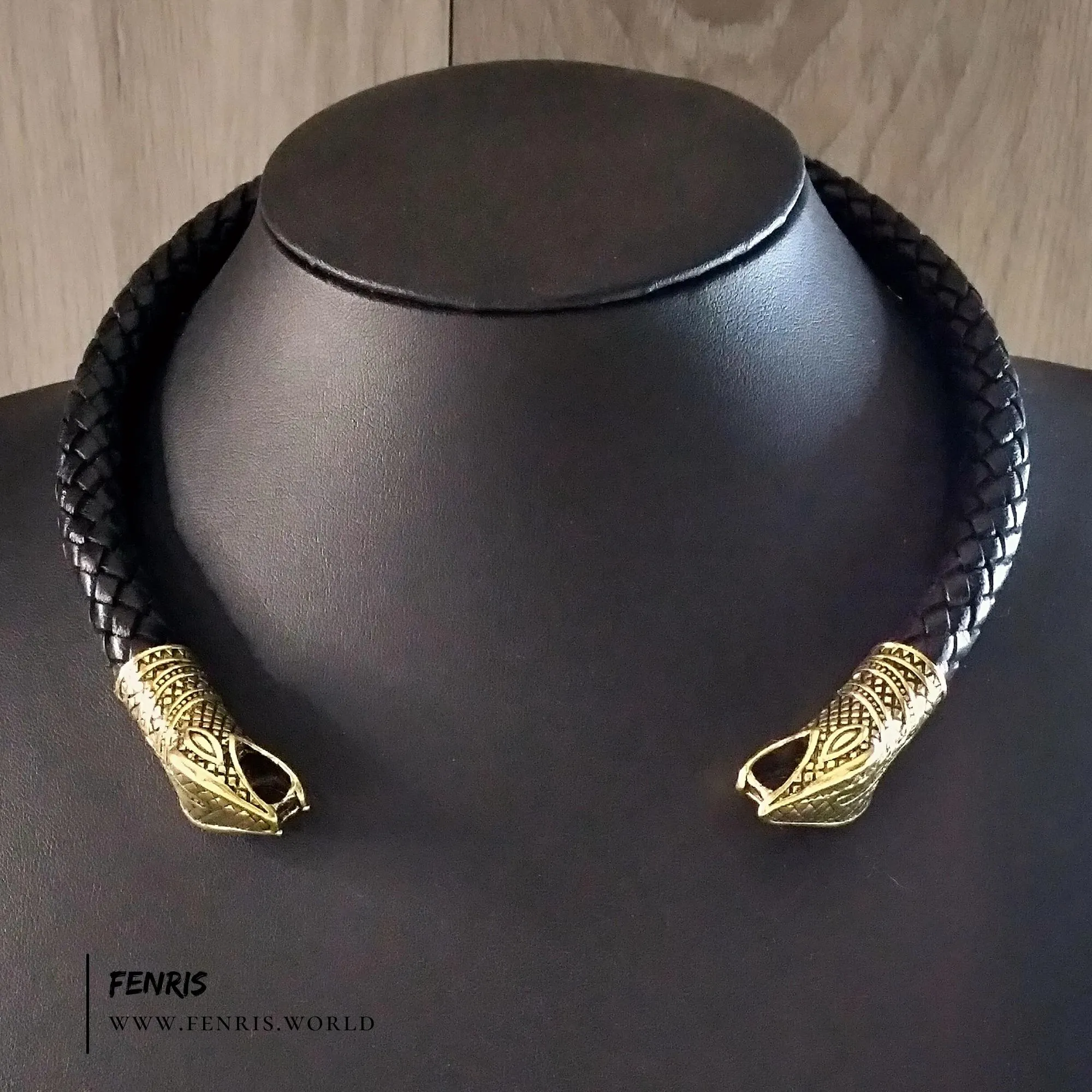 Gold Torc Snake Black Leather | Fenris