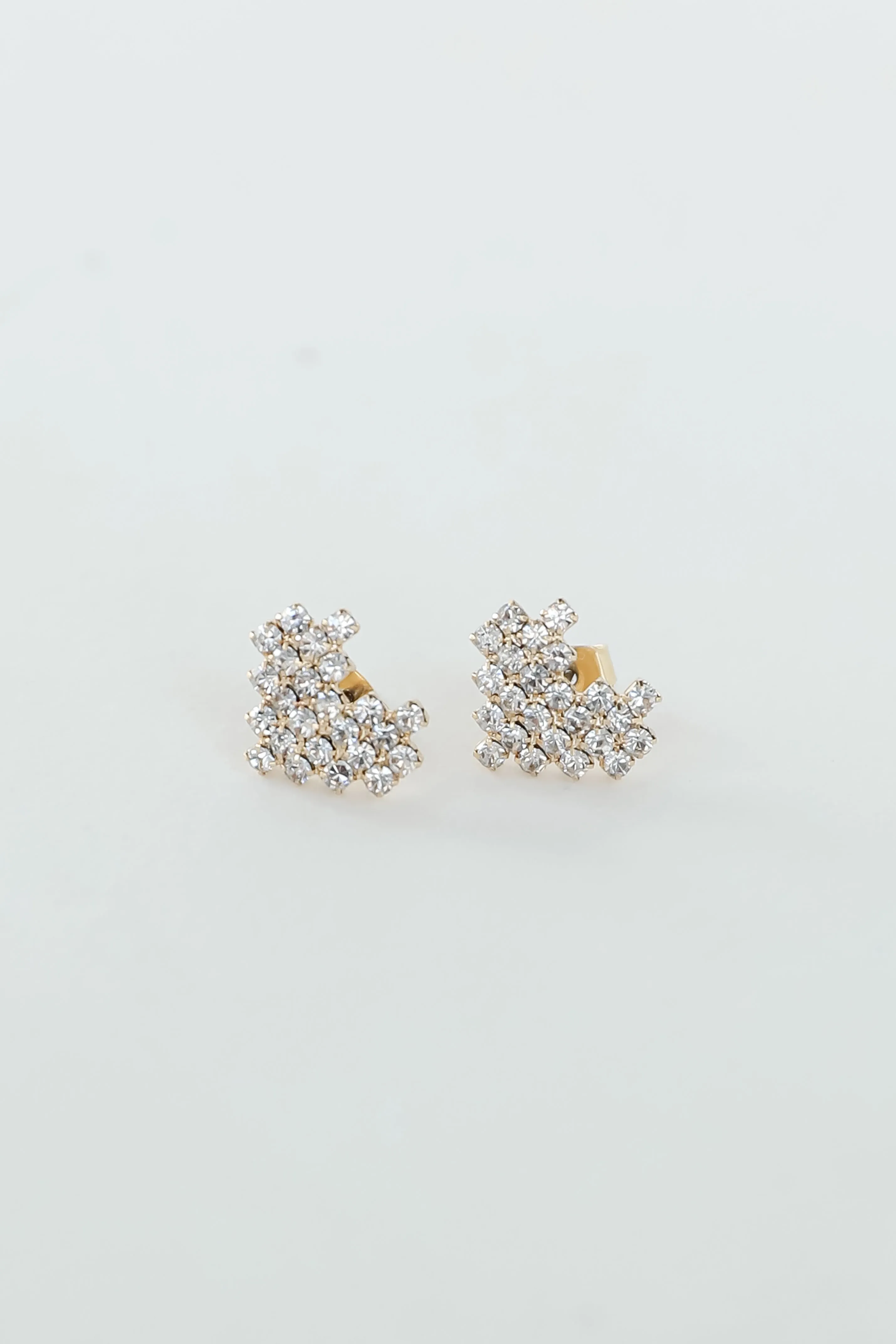 Haven Gold Rhinestone Heart Stud Earrings