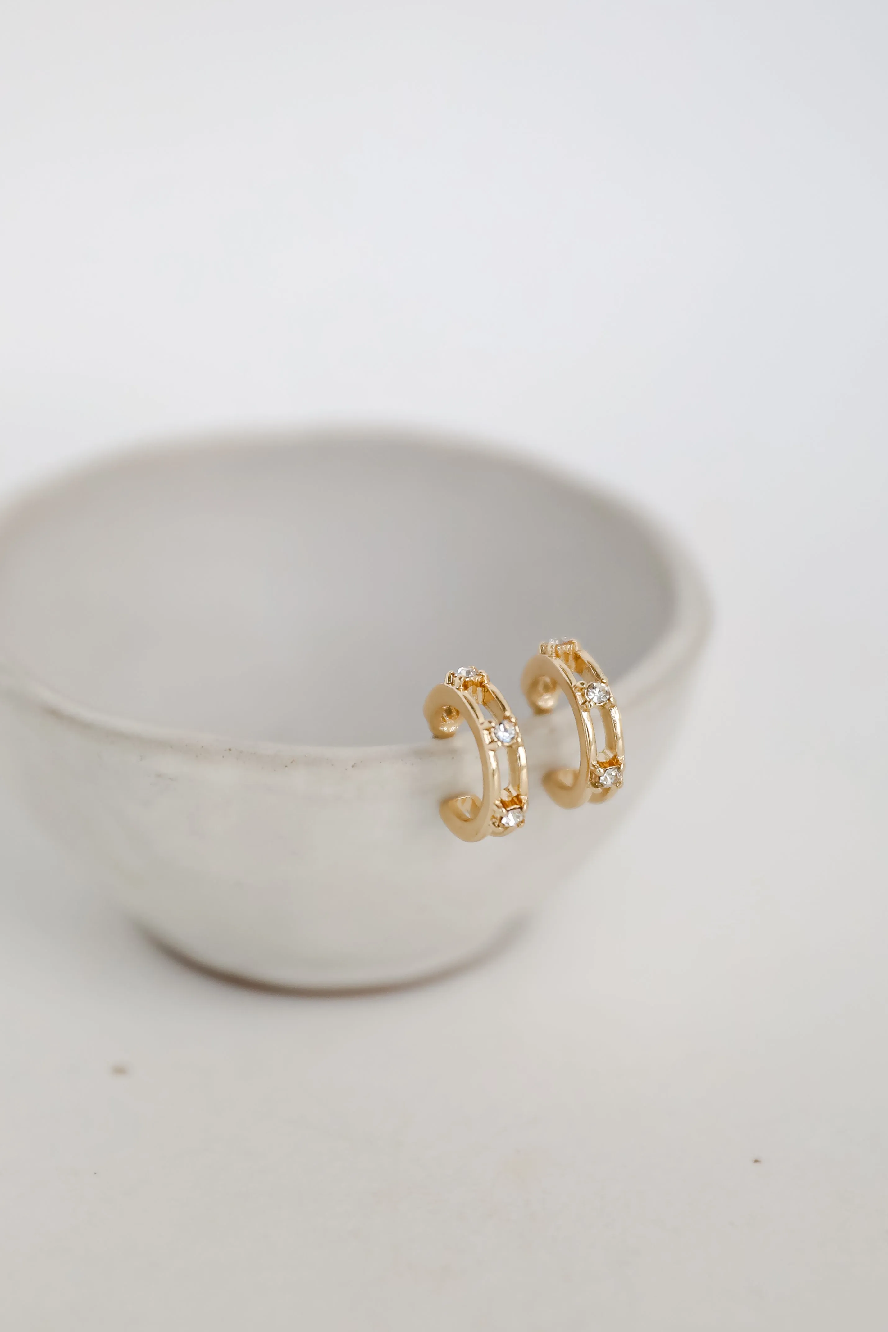 Haven Gold Rhinestone Mini Hoop Earrings