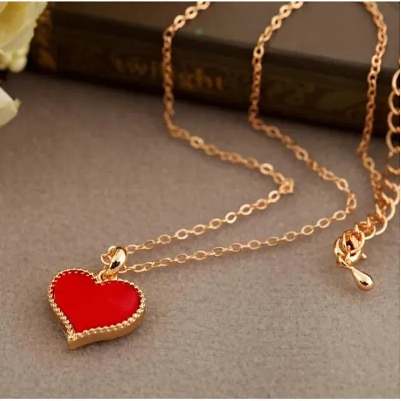 Heart Clavicle Models Fashion Gossip New Vintage Chain With Red Serena Girl Love Pendant Necklace