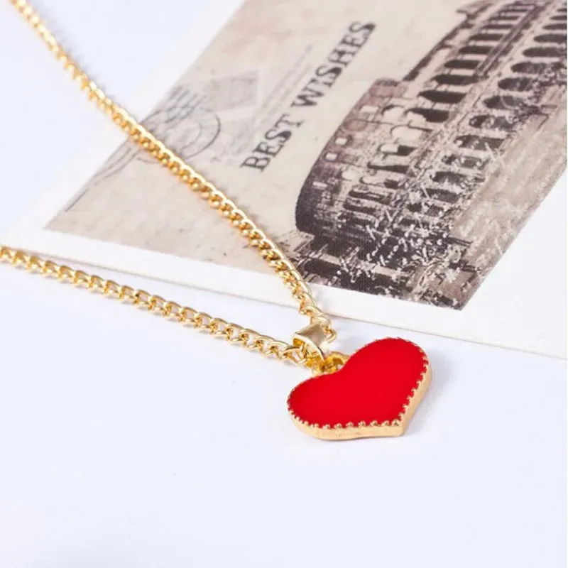 Heart Clavicle Models Fashion Gossip New Vintage Chain With Red Serena Girl Love Pendant Necklace