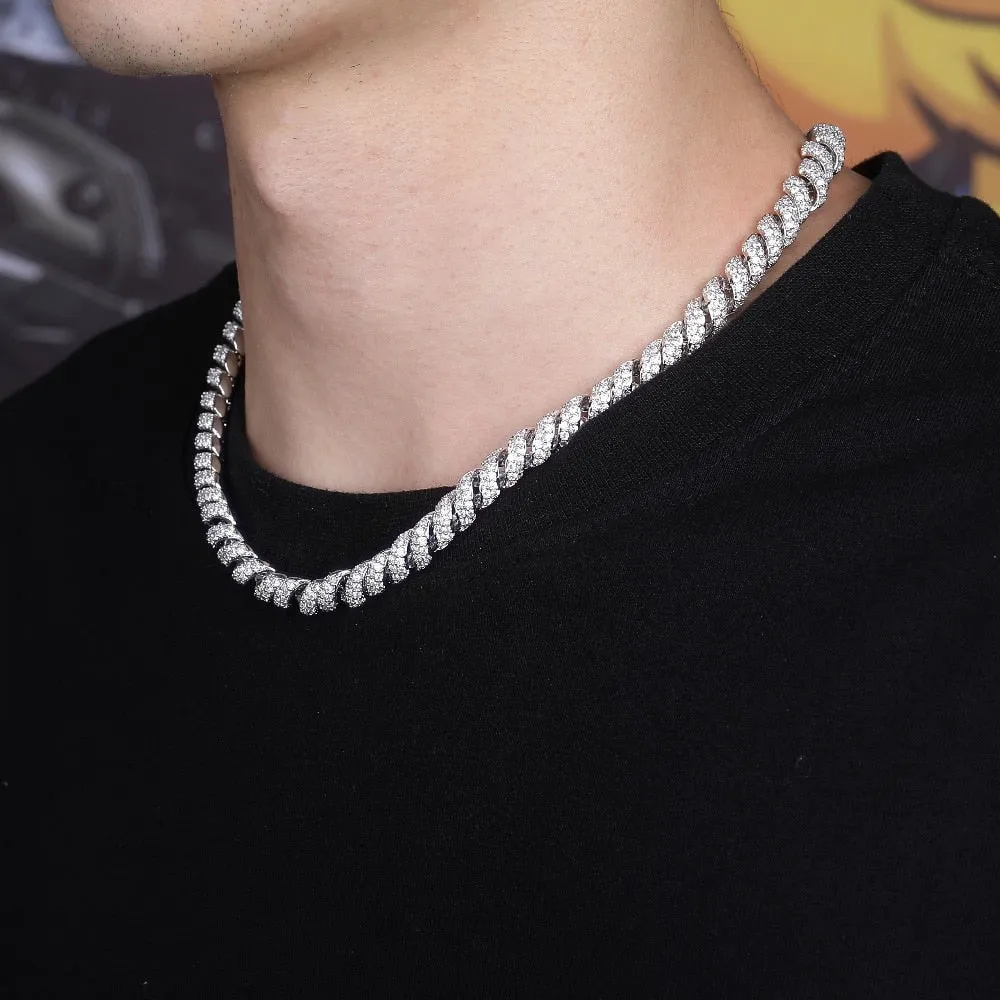 Iced Out Buckle Twist Men's Necklace