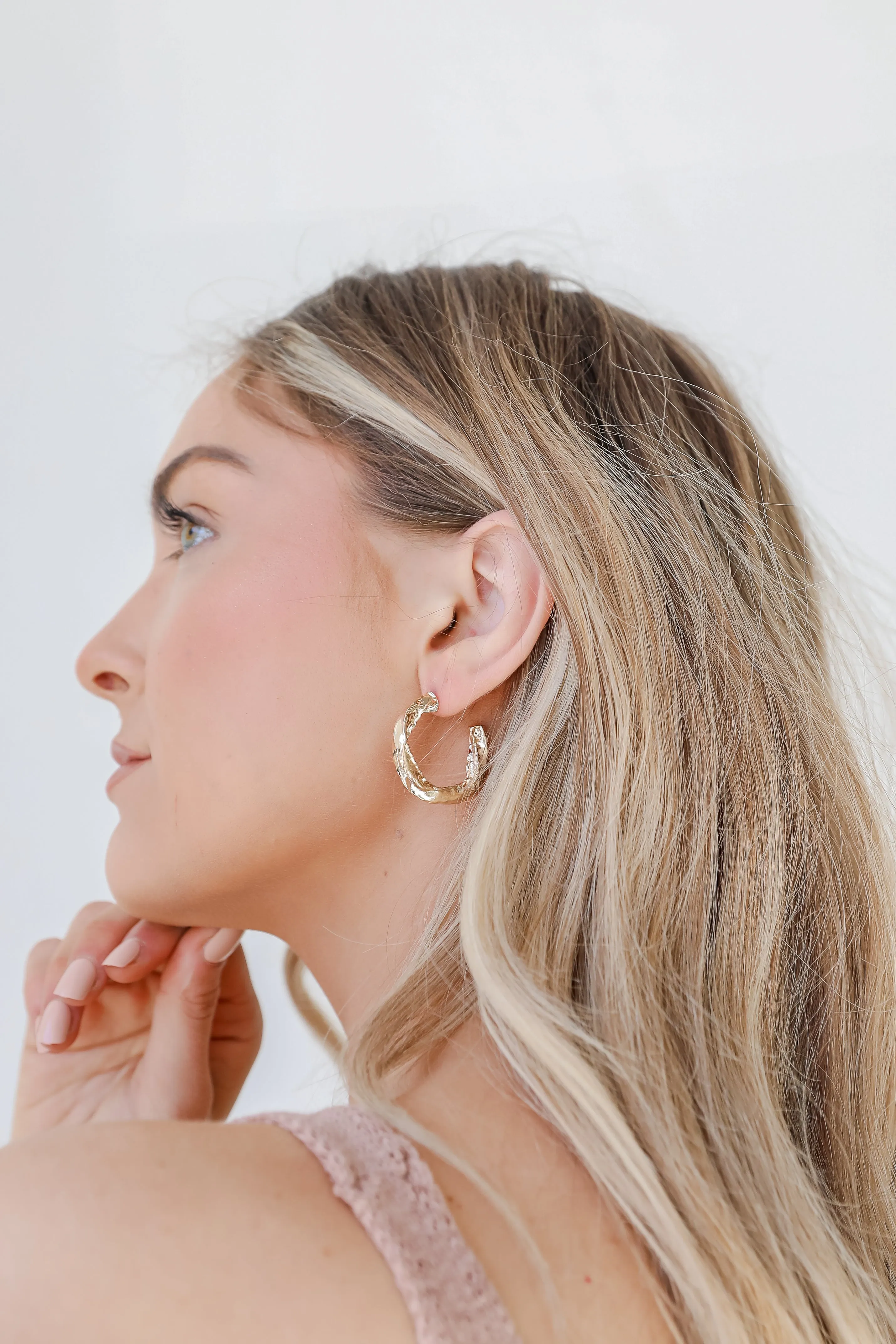 Katie Gold Hammered Hoop Earrings