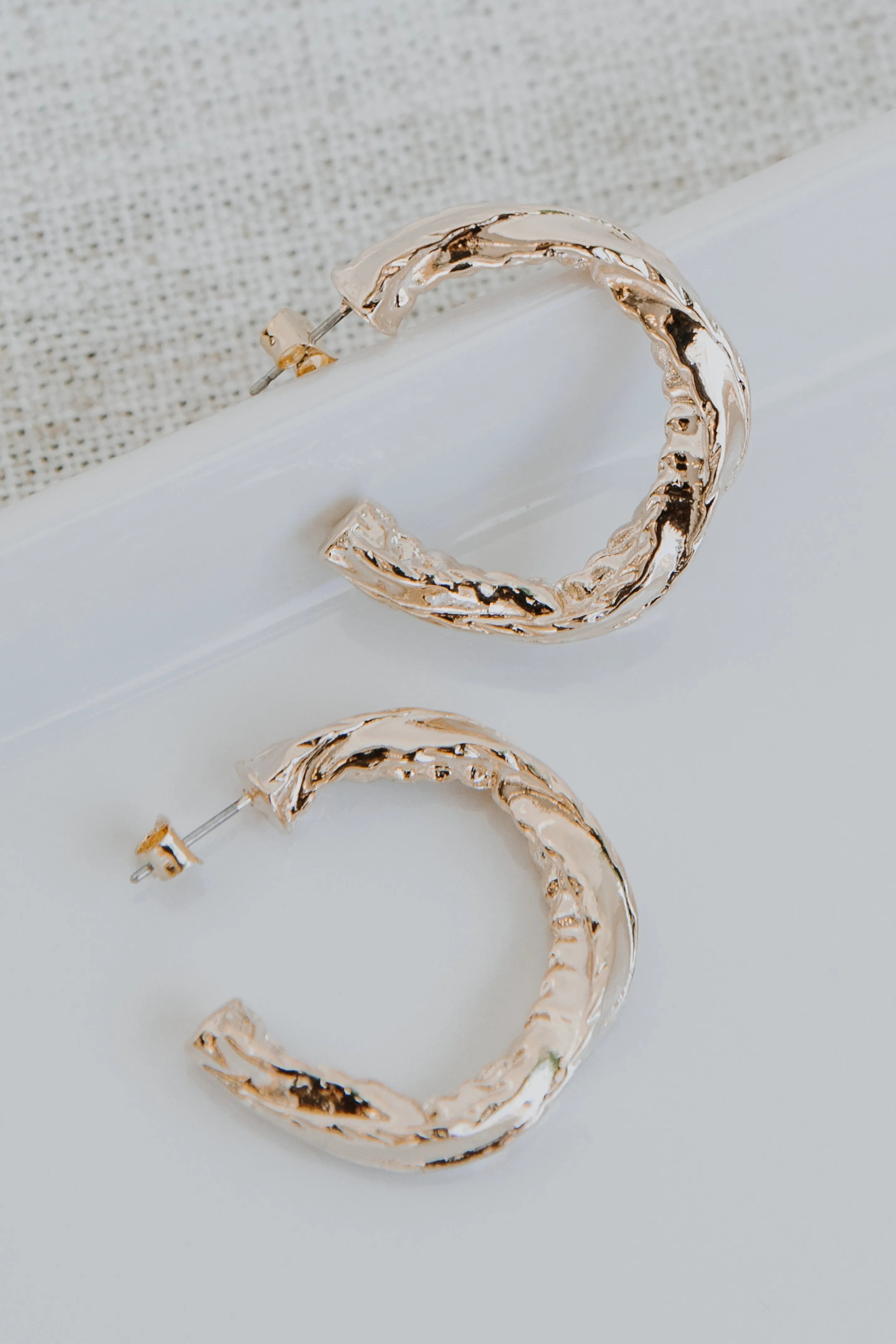 Katie Gold Hammered Hoop Earrings