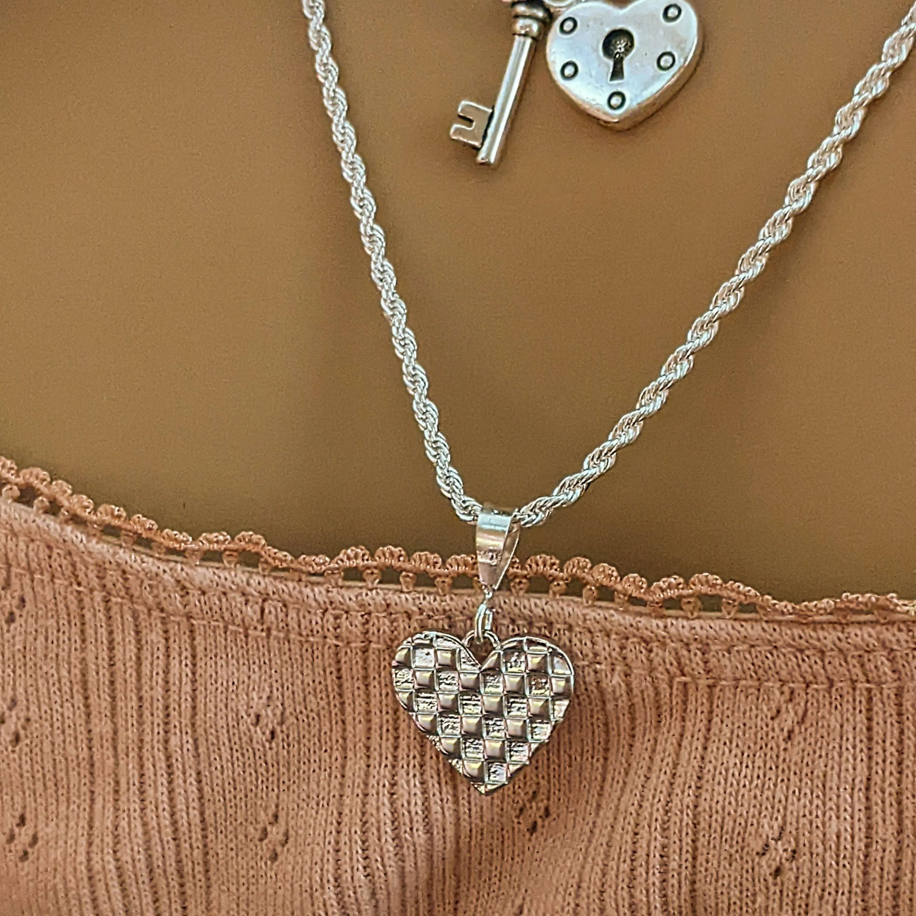 Key to my Heart Lock Layered Necklace Set